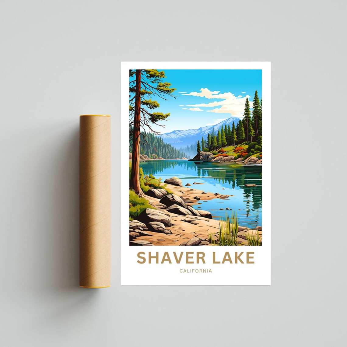 Shaver Lake Travel Poster, California Wall Art - Image 4