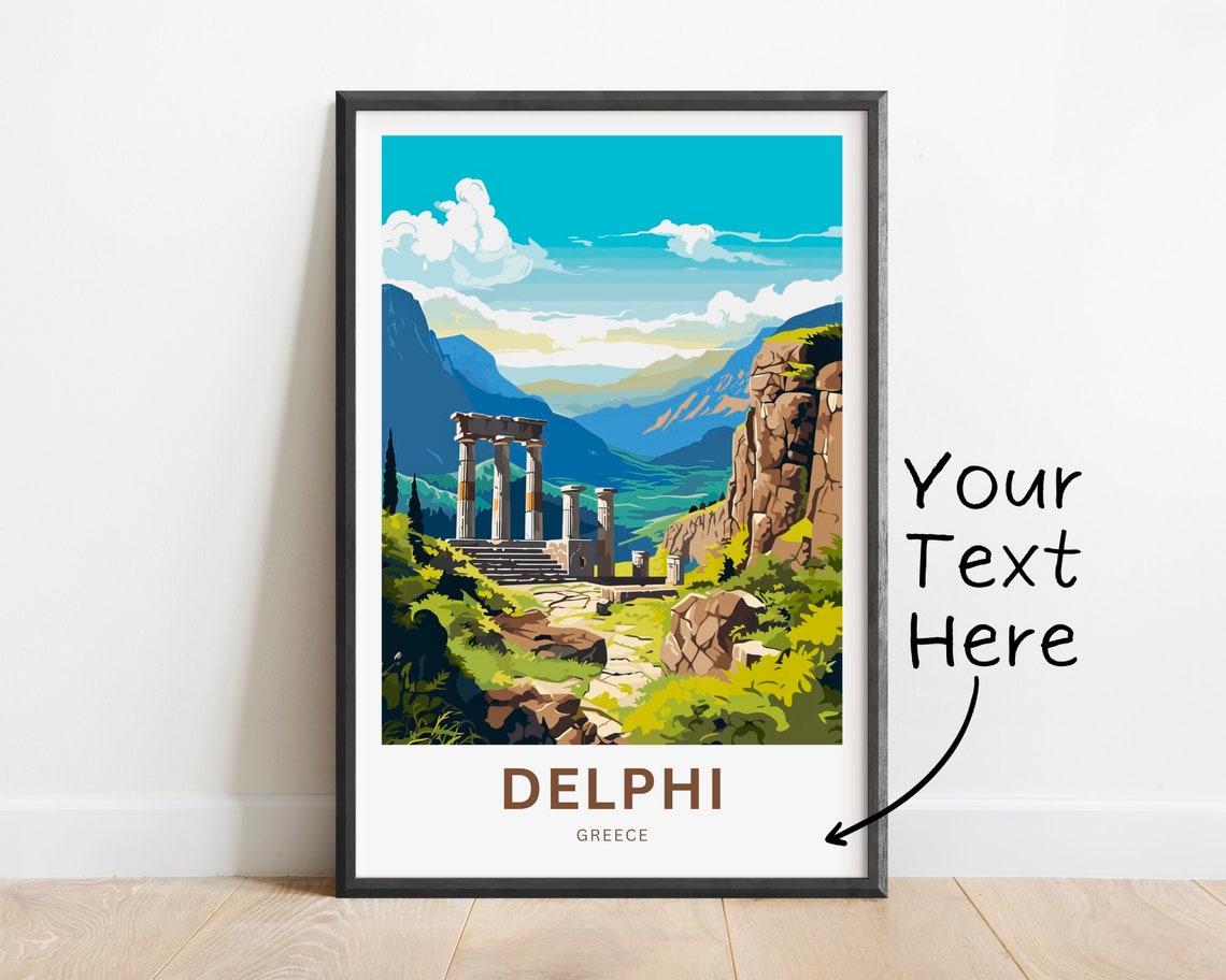 Delphi Greece Ancient Temple Ruins Mountain Valley Scene Poster