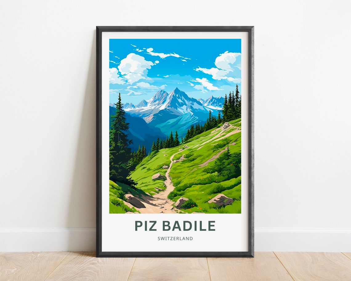 Piz Badile Switzerland Alpine Hiking Trail Mountain View Poster