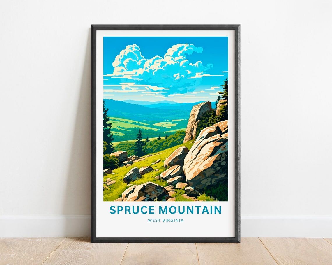 Spruce Mountain West Virginia Rocky Outcrop Vista Travel Poster