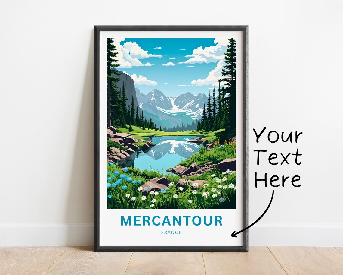 Mercantour France Mountain Lake Reflection Flower Travel Poster