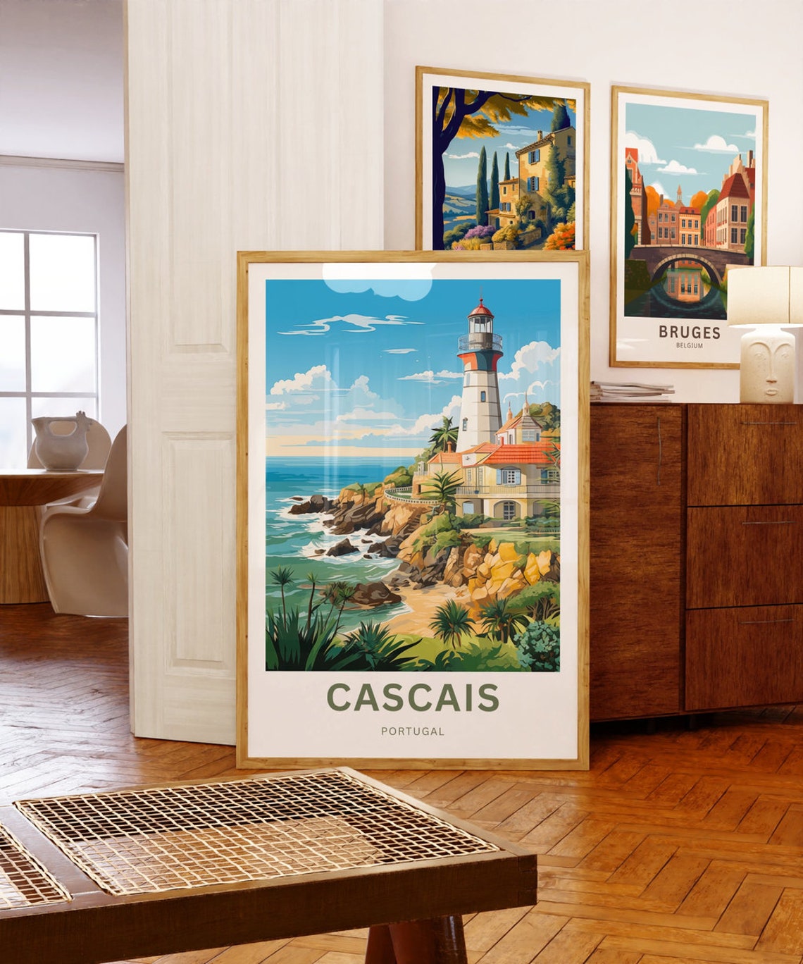 Personalized Cascais Portugal Lighthouse Cliffs Travel Poster - Image 5