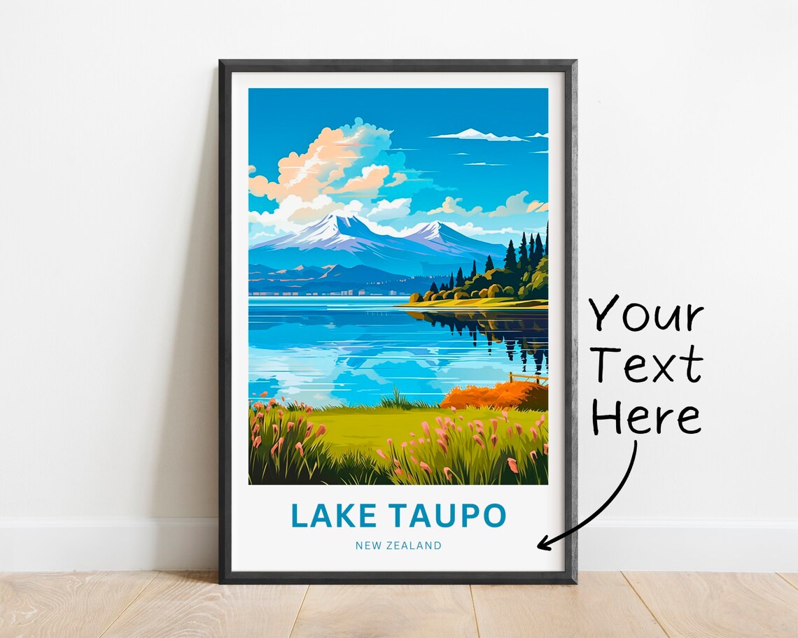 Personalized Lake Taupo New Zealand Mountain Lake Reflection Poster