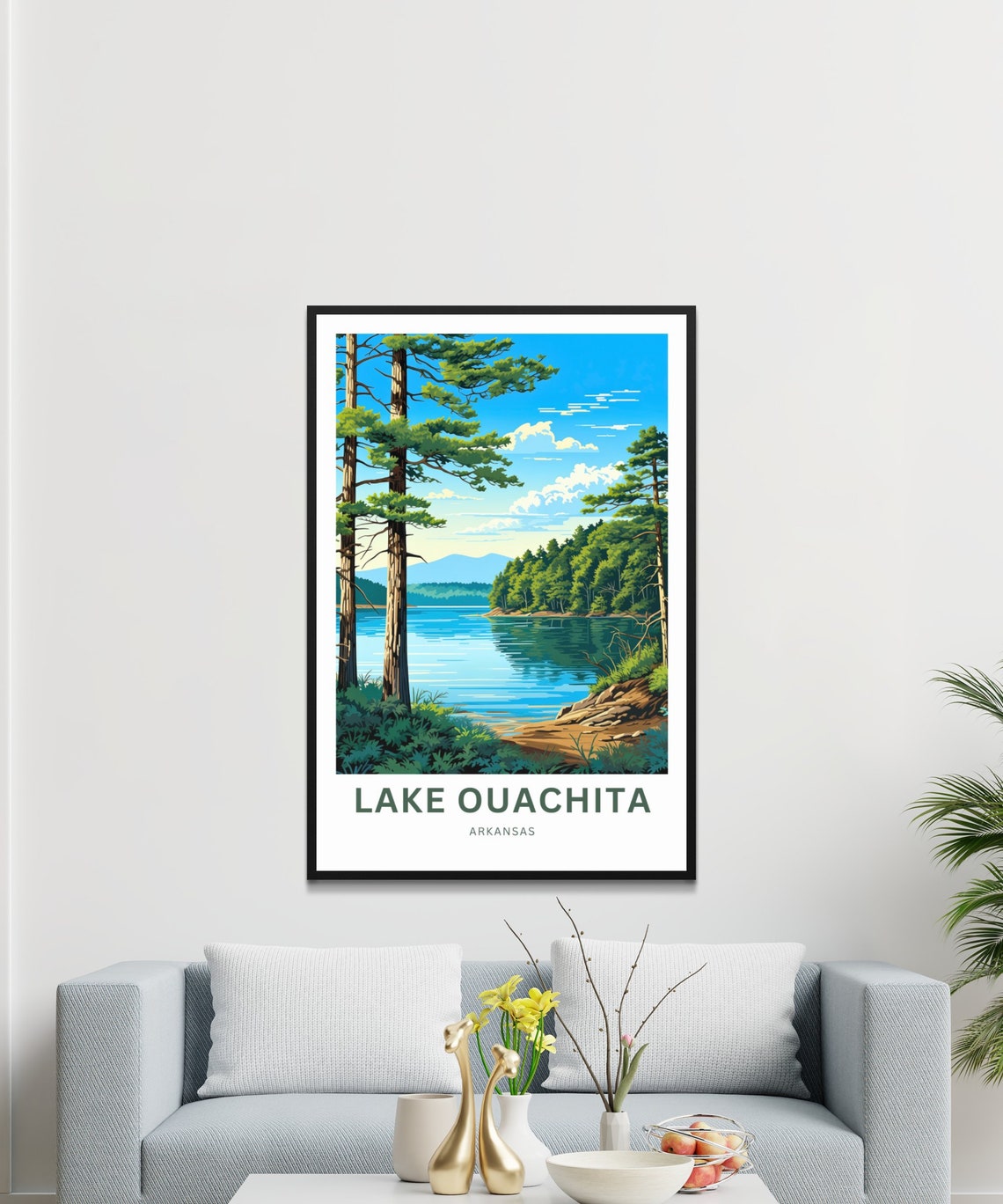 Lake Ouachita Arkansas Lone Pine Rocky Shore Clear Water Travel Poster - Image 3