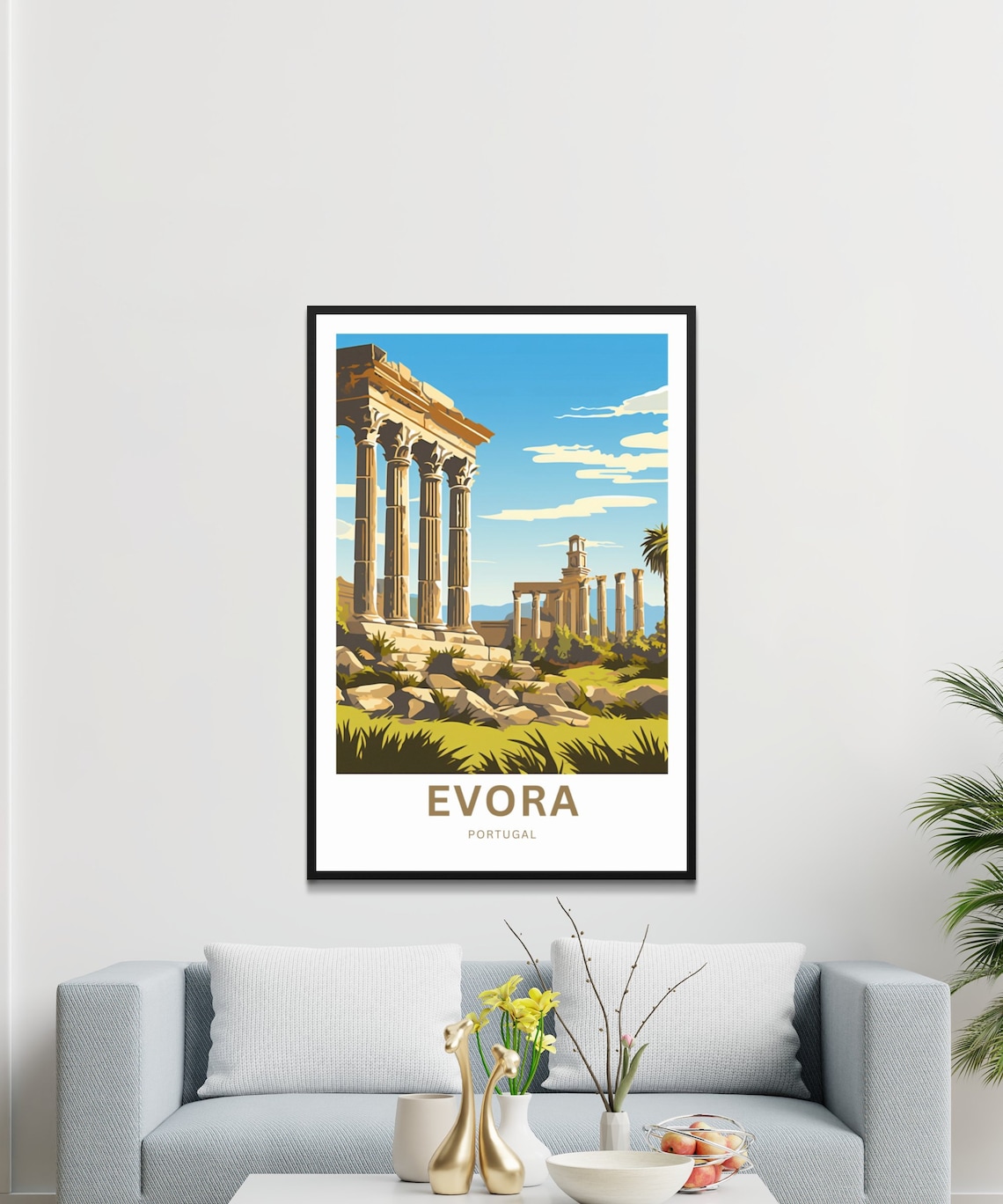 Evora Portugal Ancient Roman Temple Ruins Historic Art Poster - Image 3