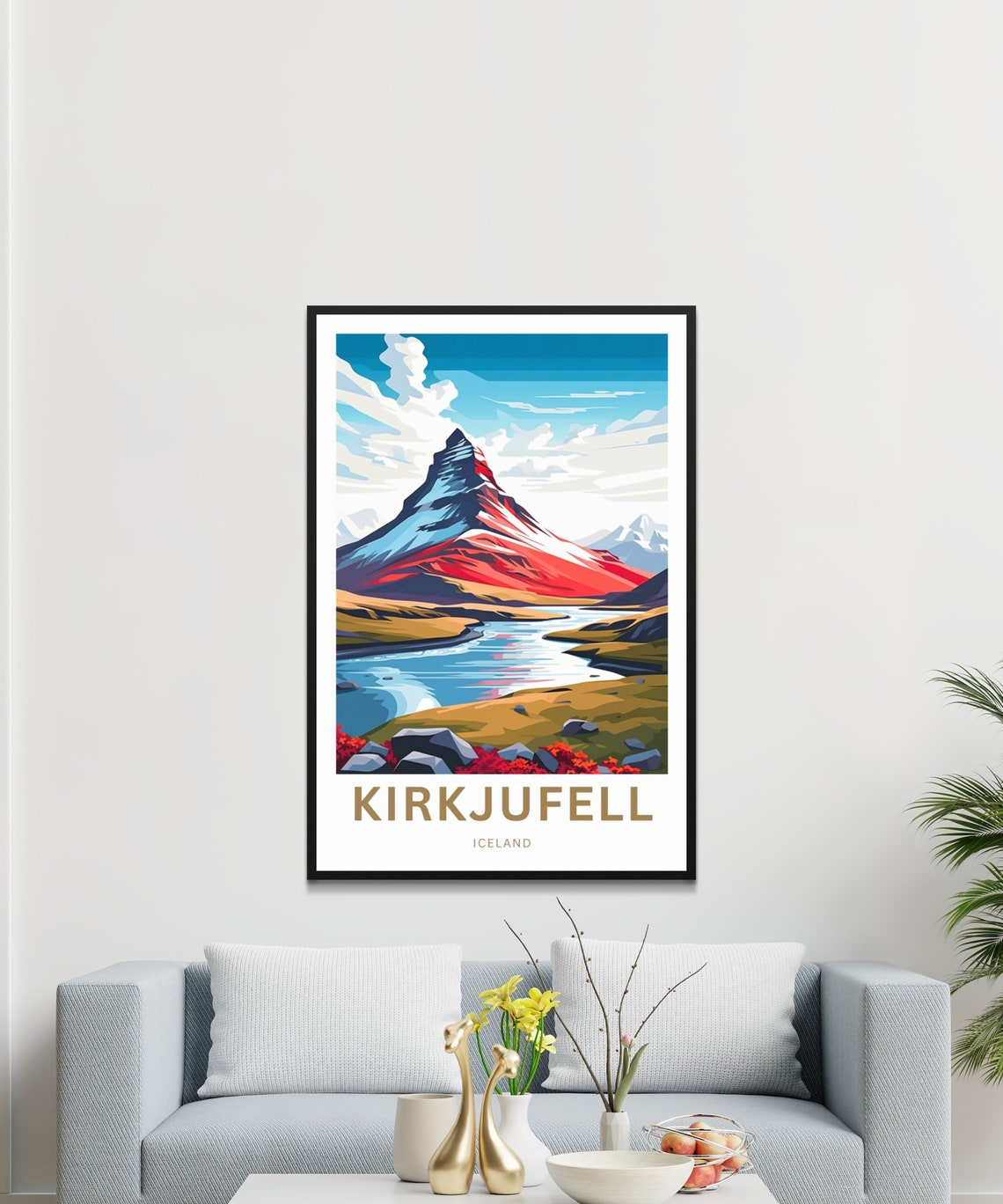 Kirkjufell Iceland Travel Poster Bold Peak Glacier River Art - Image 3