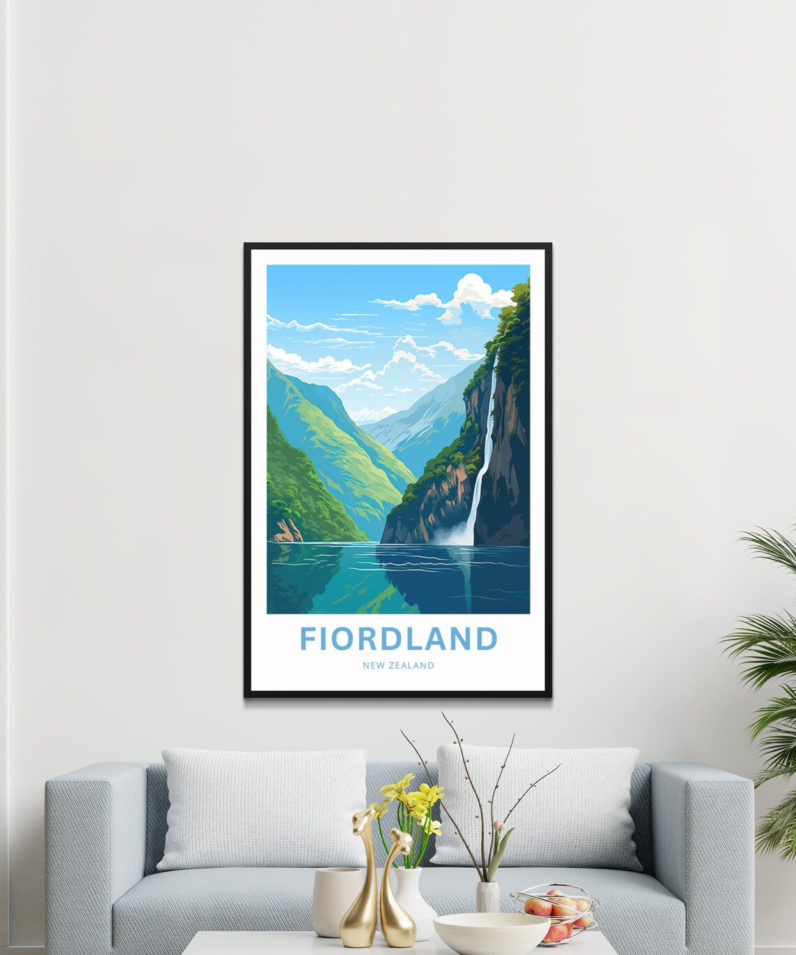 Fiordland New Zealand Personalized Fjord Waterfall Travel Poster - Image 3