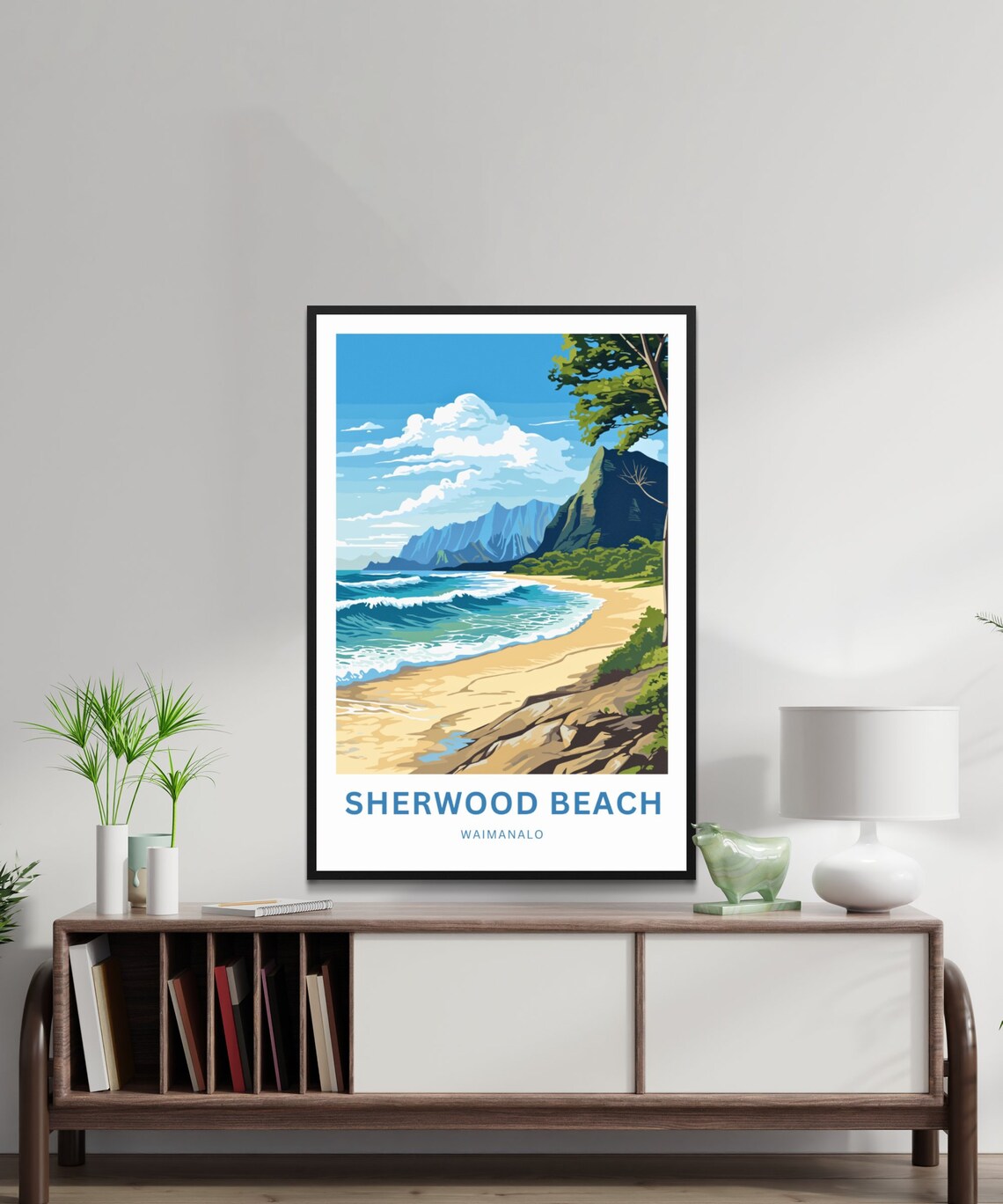 Sherwood Beach Waimanalo Turquoise Waves Hawaii Travel Poster - Image 2