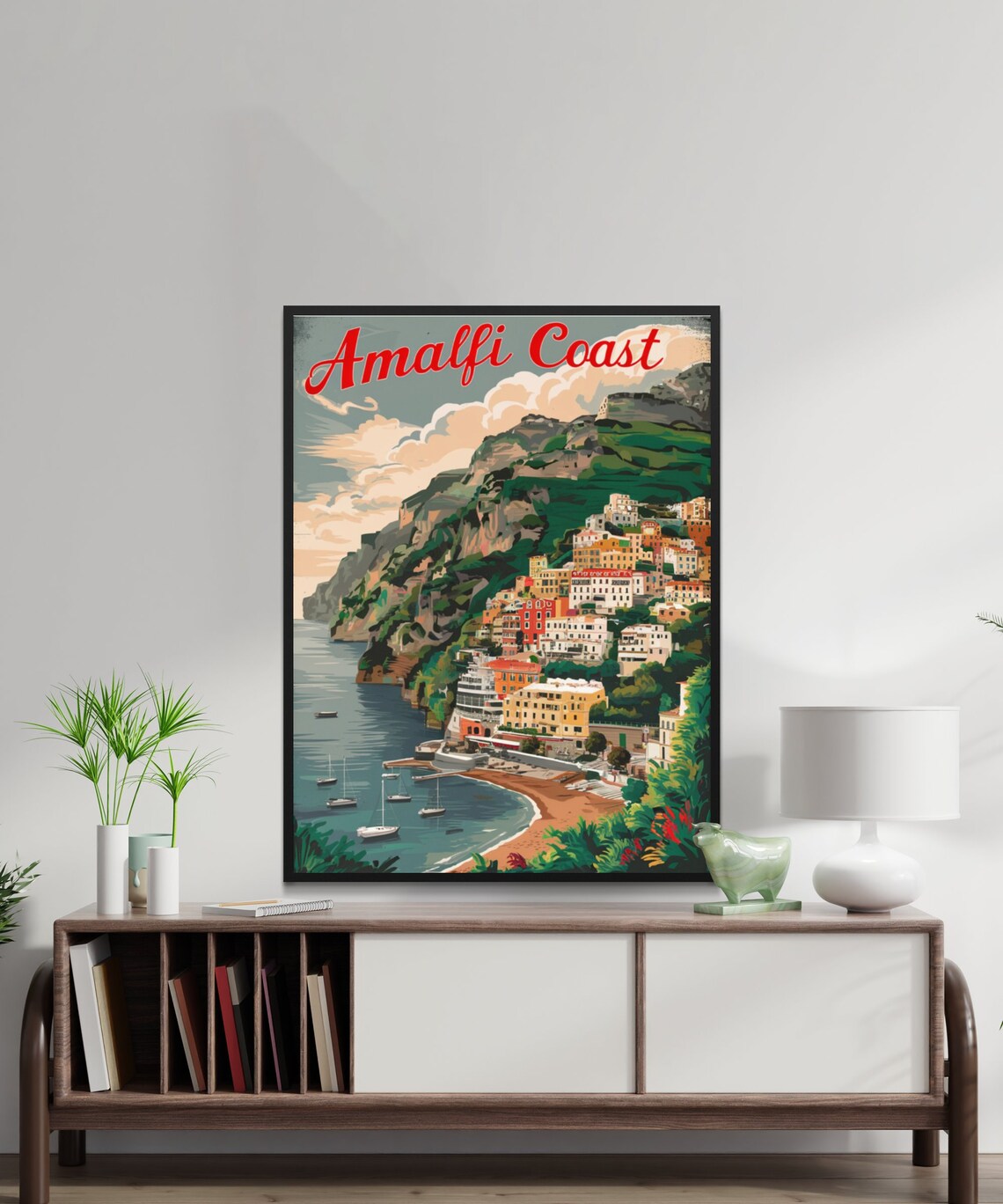 Amalfi Coast Italy Cliff Village Marina Vintage Travel Poster - Image 2