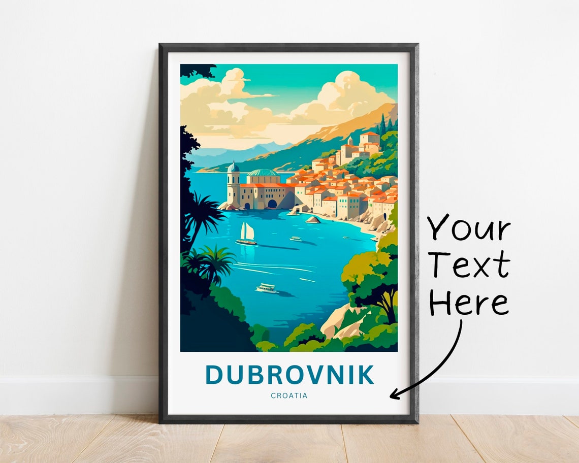 Dubrovnik Croatia Personalized Old Town Harbor Sailboats Custom Poster