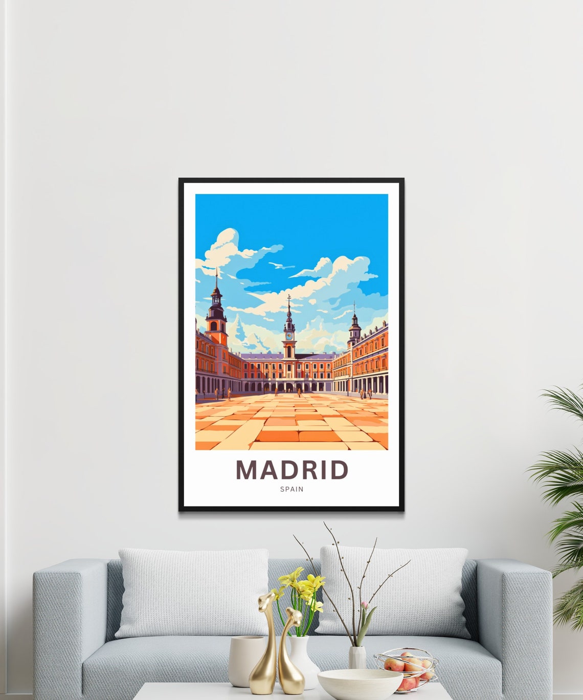 Madrid Spain Plaza Mayor Historic Square Illustration Poster - Image 3
