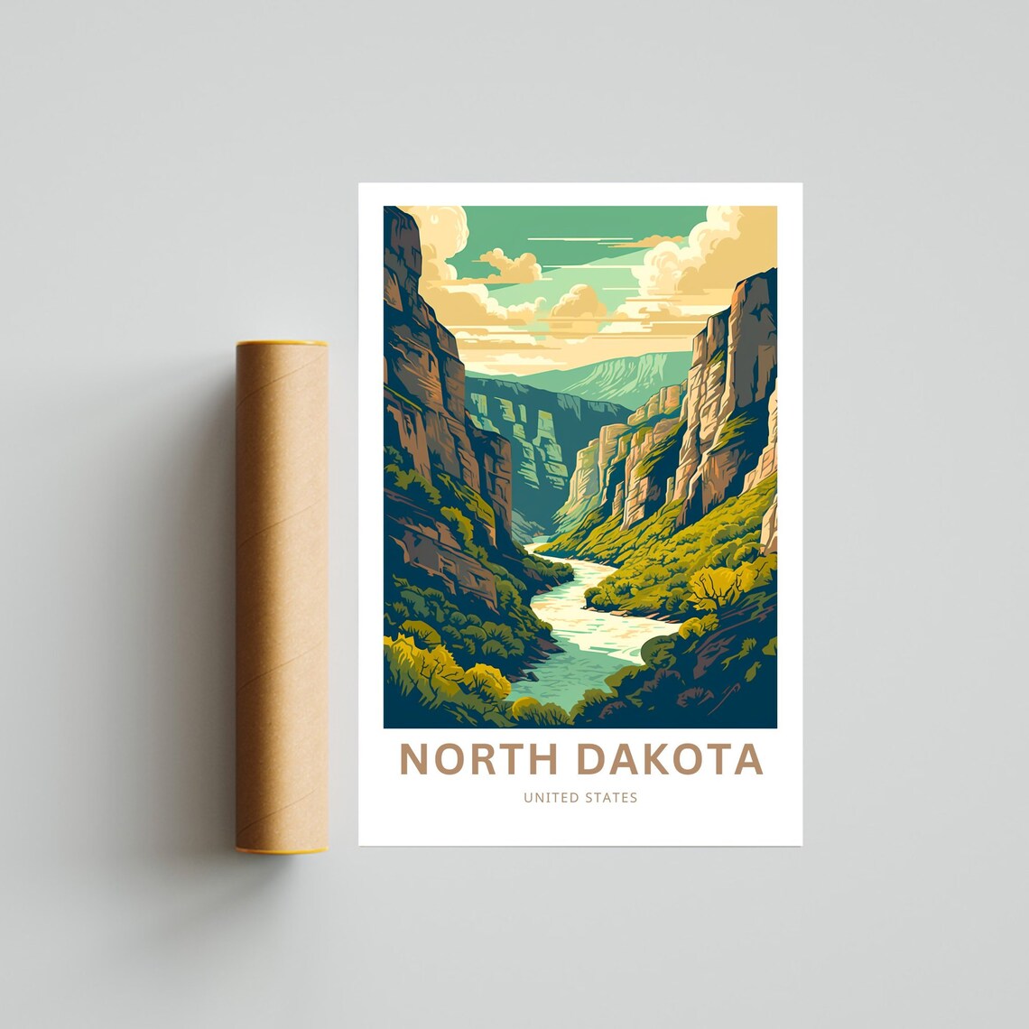 North Dakota Travel Poster, United States Travel Art - Image 4