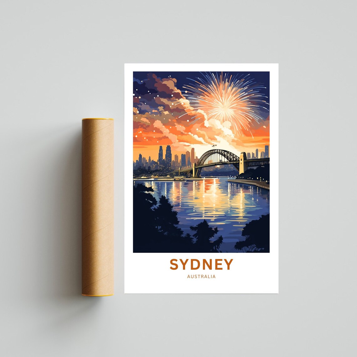 Sydney Australia Harbour Bridge Night Fireworks Display Travel Poster - Image 4