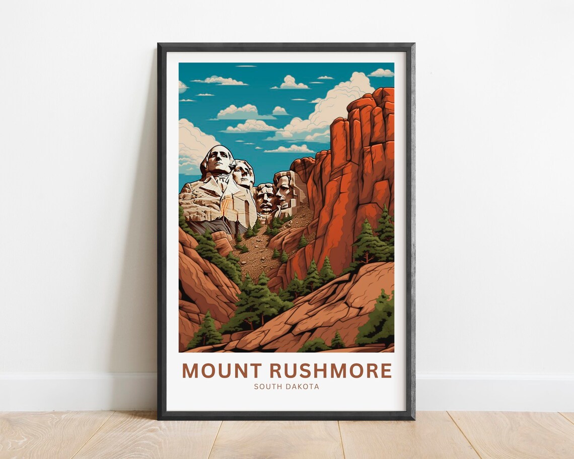 Mount Rushmore Red Rock Granite Canyon South Dakota Travel Poster