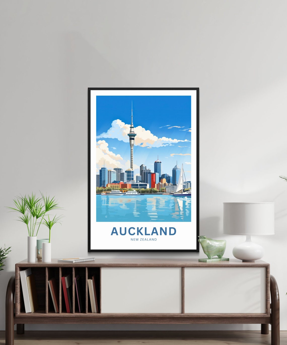 Personalized Auckland New Zealand Sky Tower Harbor Skyline Poster - Image 3