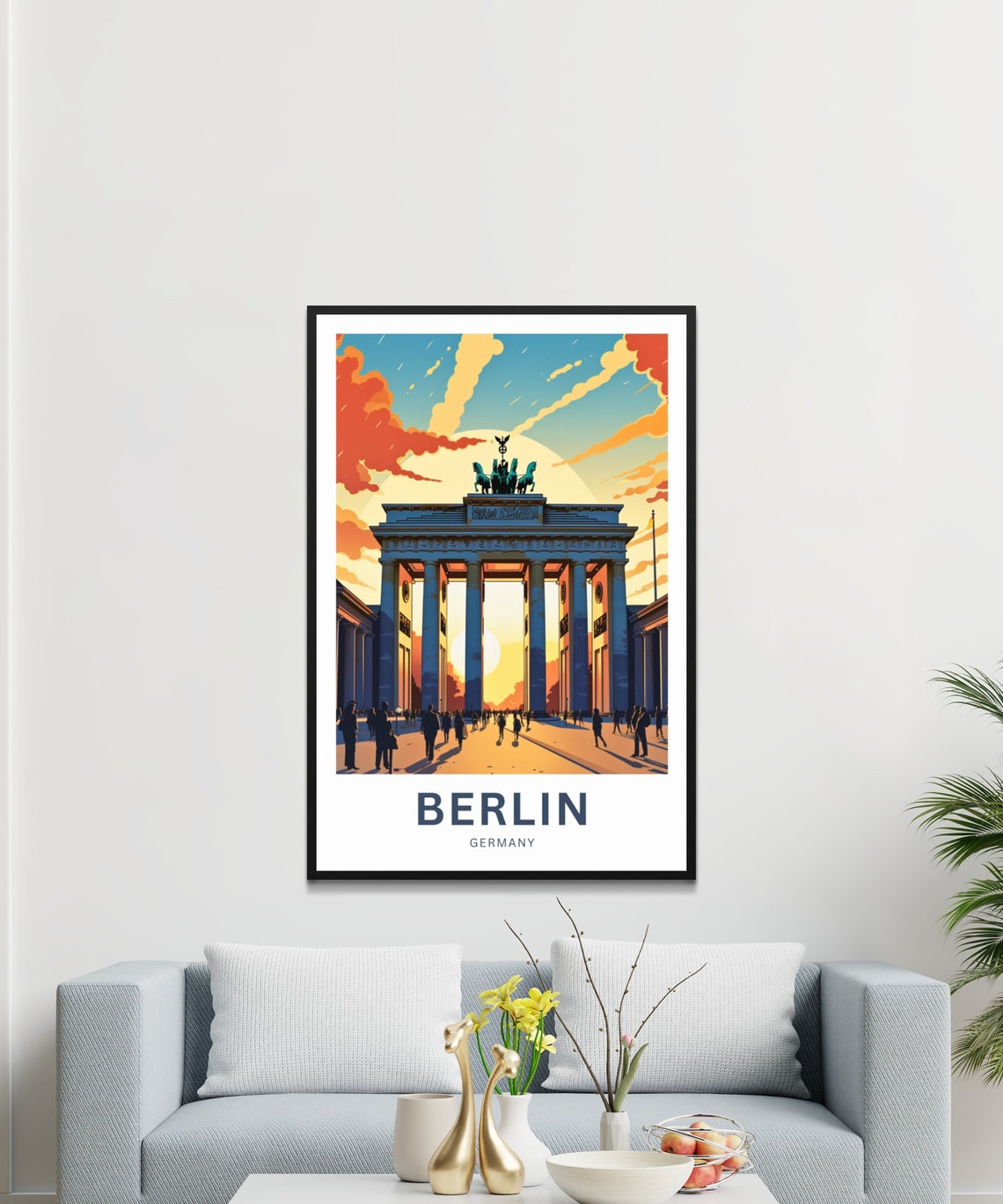 Personalized Berlin Brandenburg Gate Crowd Golden Hour Travel Poster - Image 3