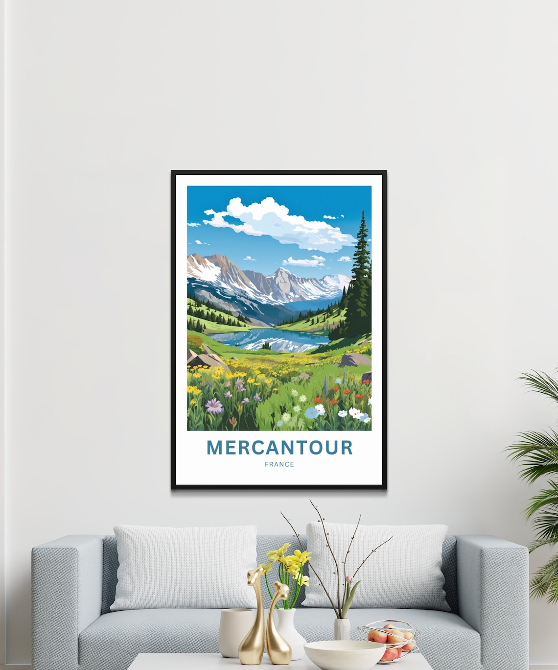 Mercantour France Alpine Lake Snowy Peaks Wildflower Travel Poster - Image 2