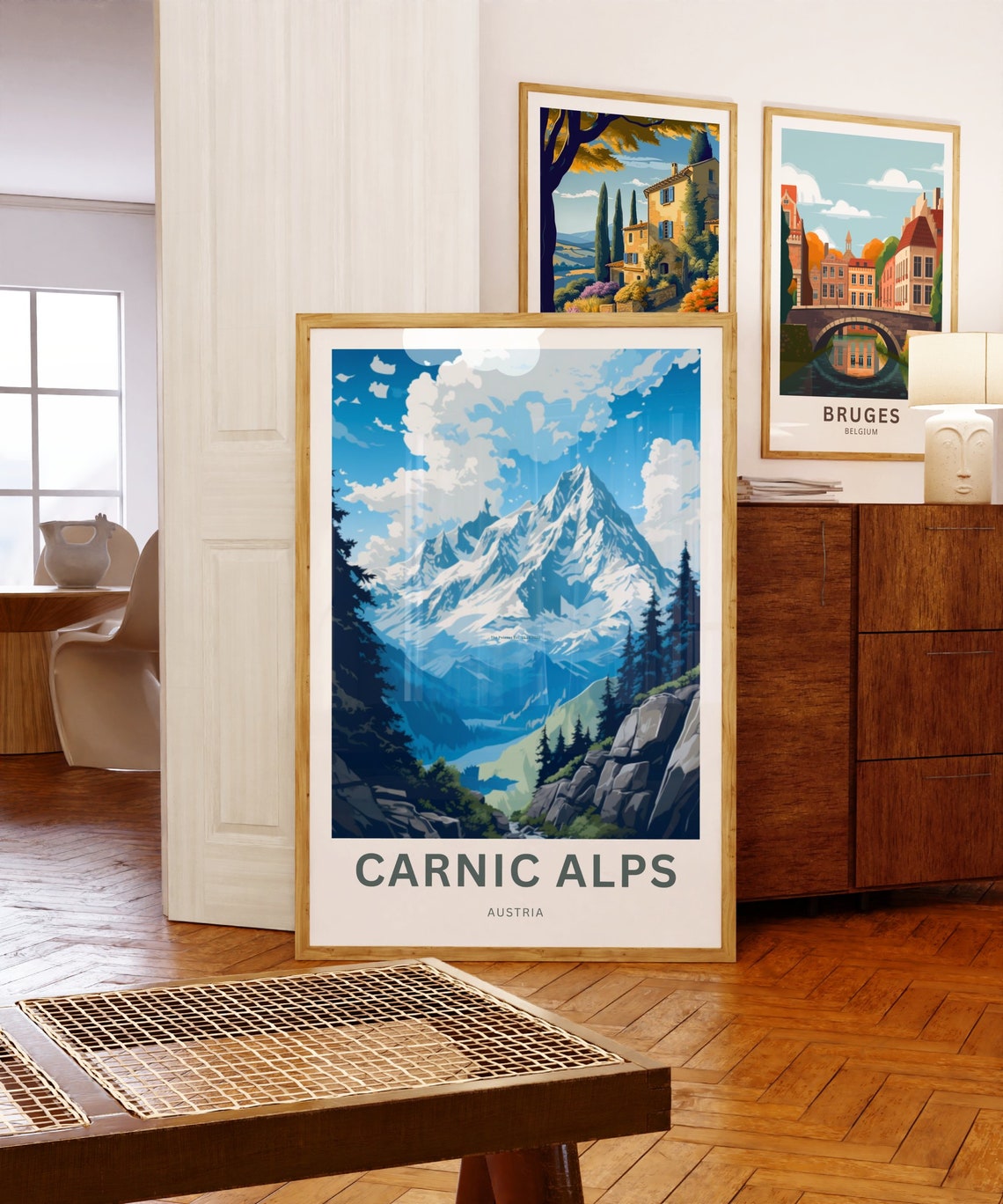 Personalized Carnic Alps Austria Snow Peak Forest Travel Poster - Image 5