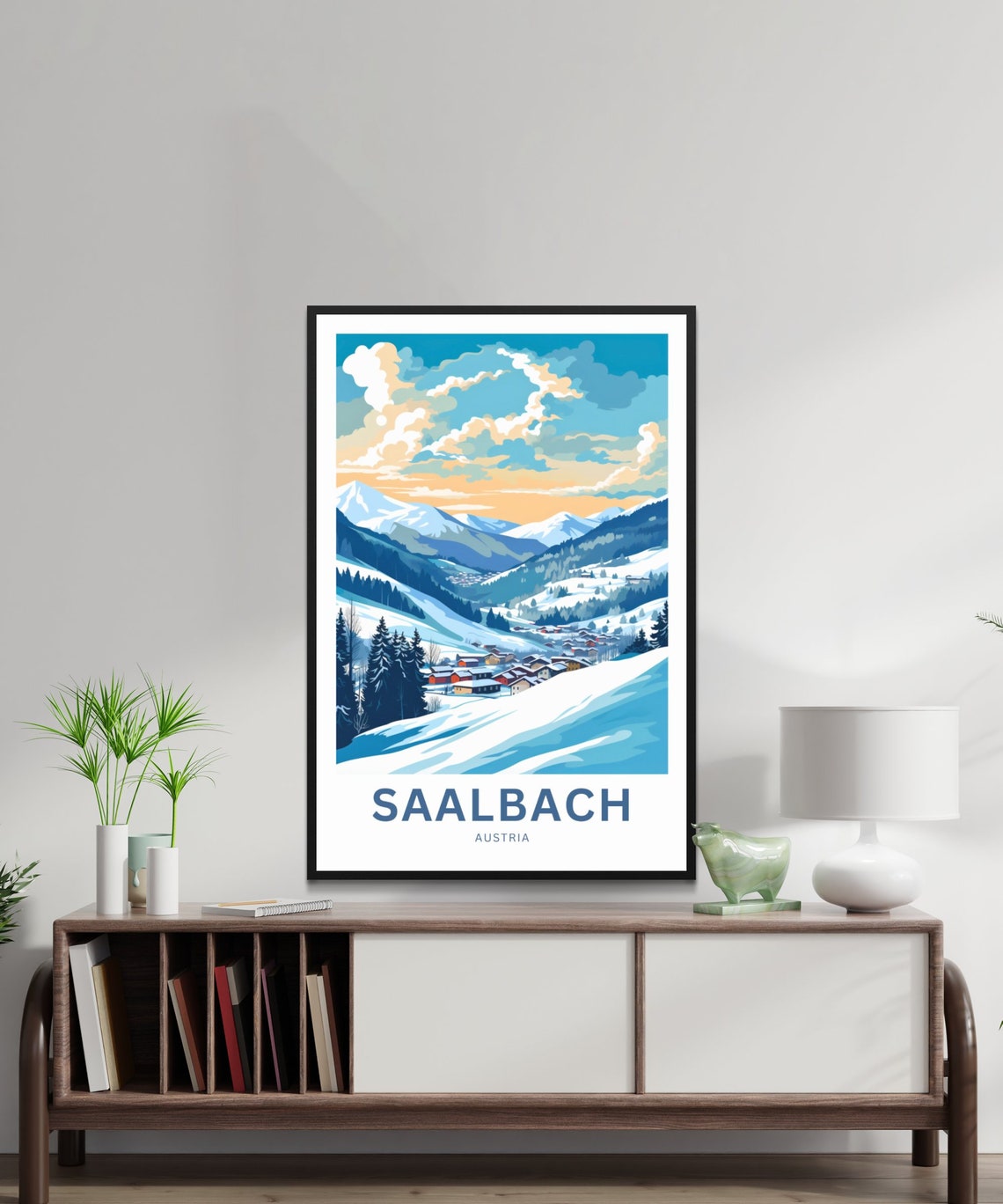 Personalized Saalbach Austria Snow Village Mountain Retreat Poster - Image 2