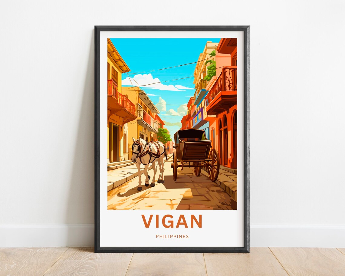 Vigan Philippines Kalesa Horse Carriage Heritage Travel Poster