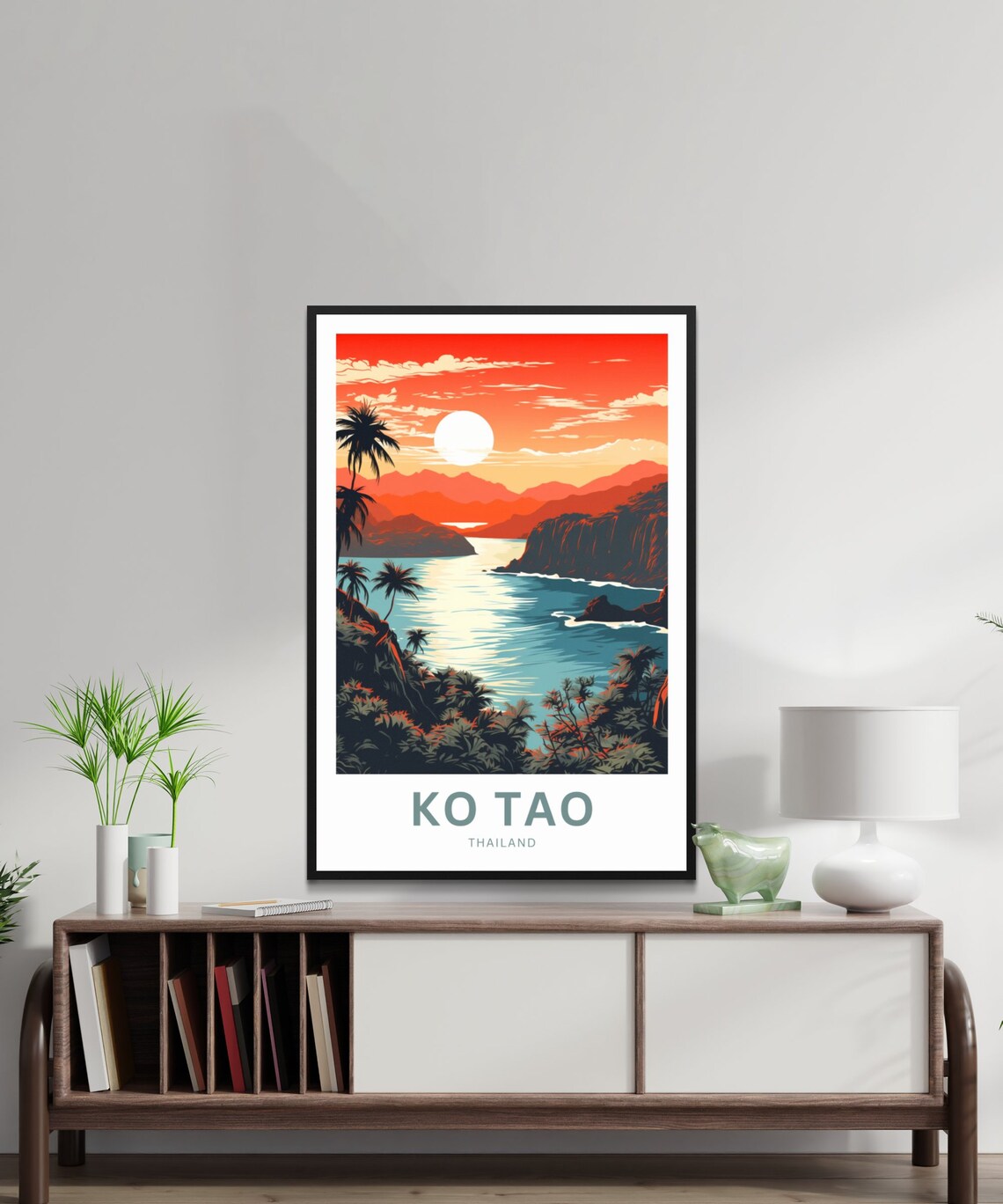 Ko Tao Thailand Tropical Sunset Bay Rocky Cliffs Island View Poster - Image 2
