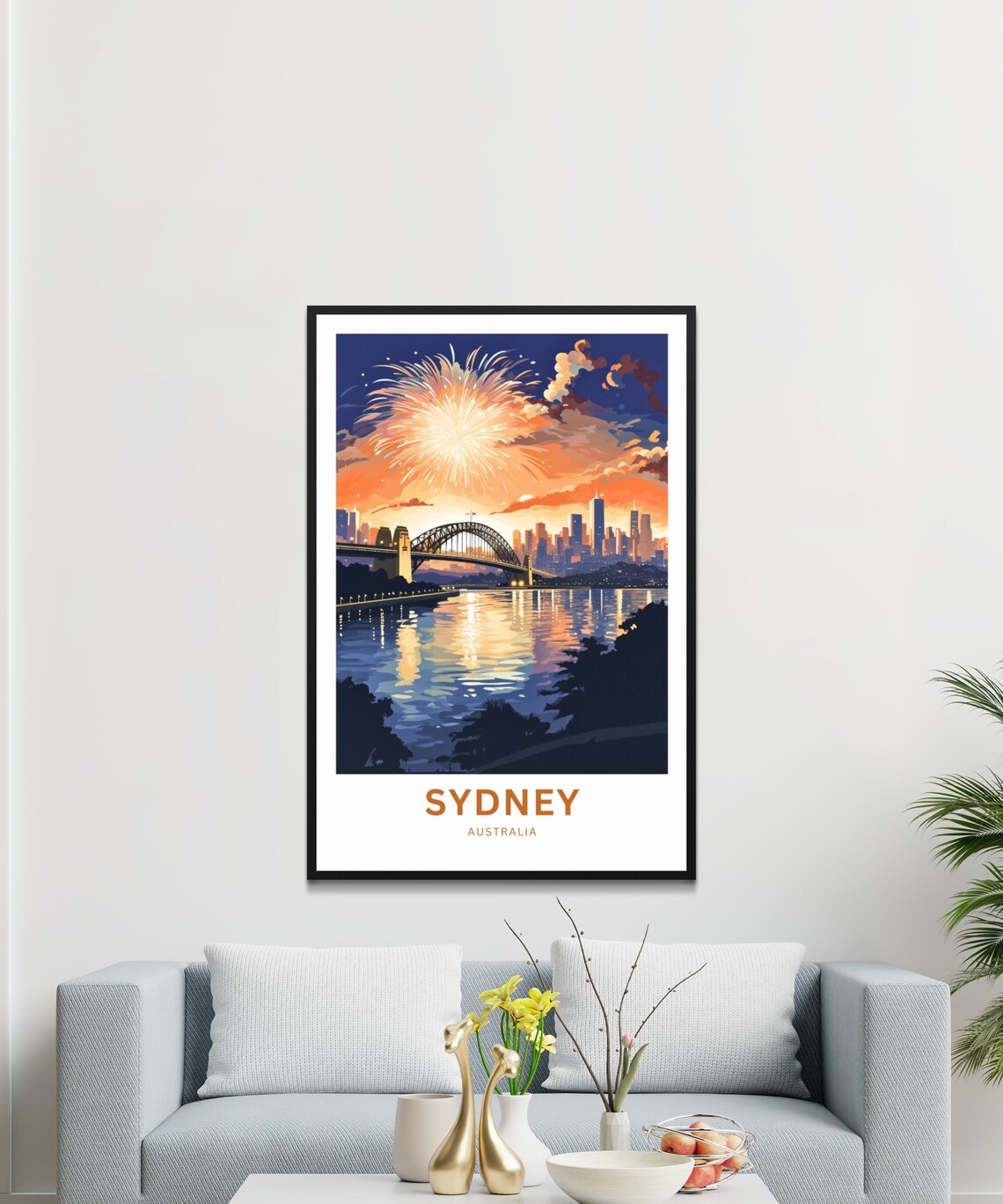Sydney Australia Harbour Bridge Fireworks Sunset Travel Poster - Image 3