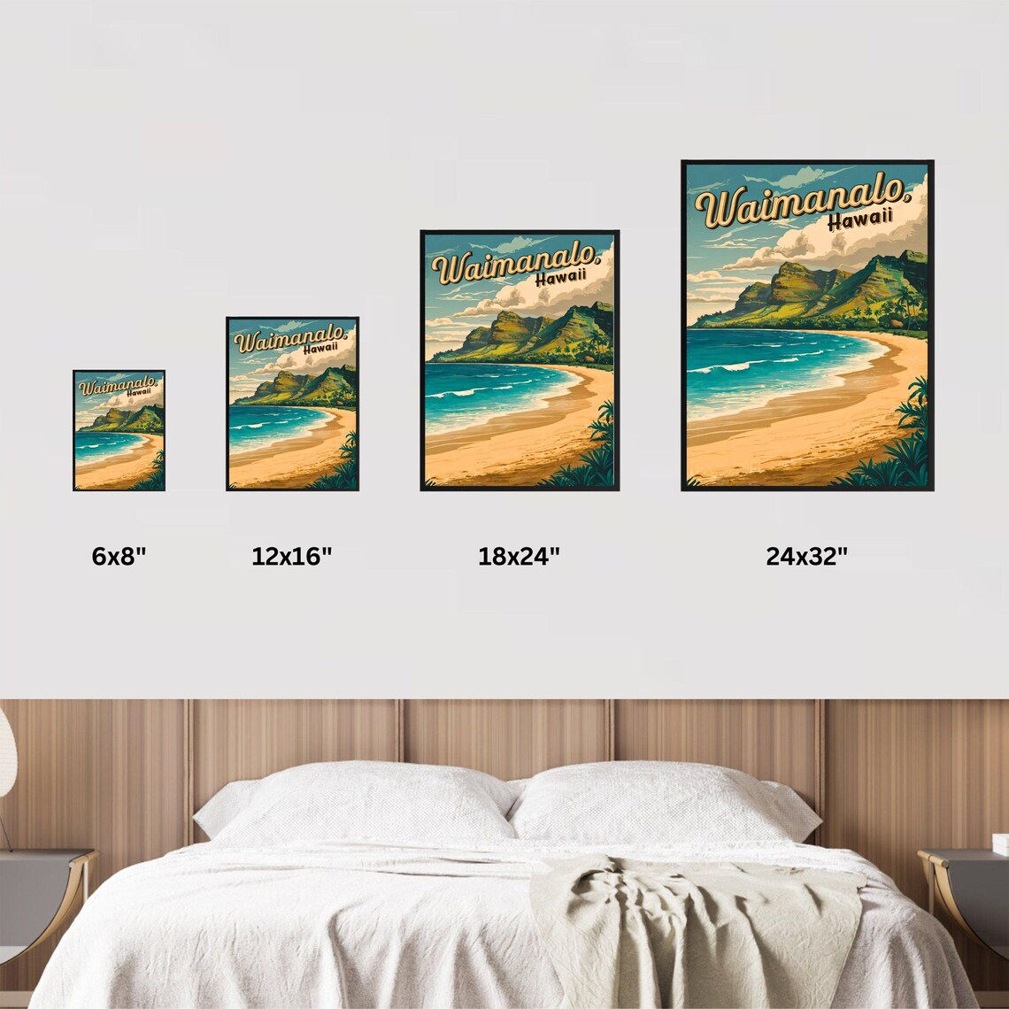 Waimanalo Vintage Travel Poster, Hawaii Travel Art - Image 3