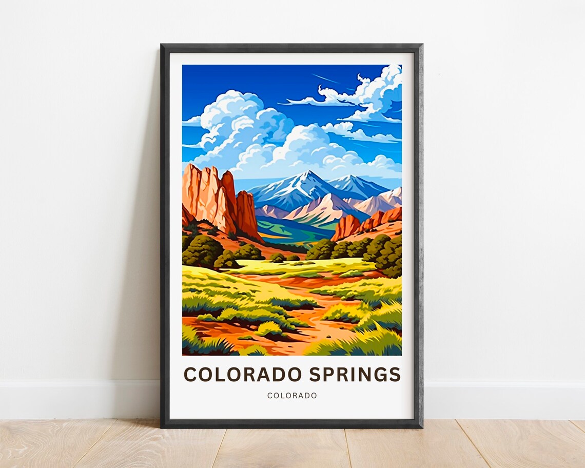 Colorado Springs Travel Poster, Colorado Wall Art