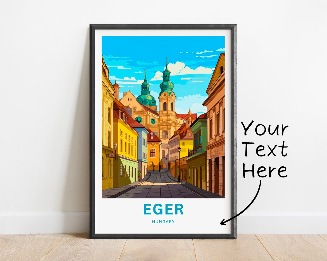 Personalized Eger Hungary Travel Poster Custom Street Scene Art
