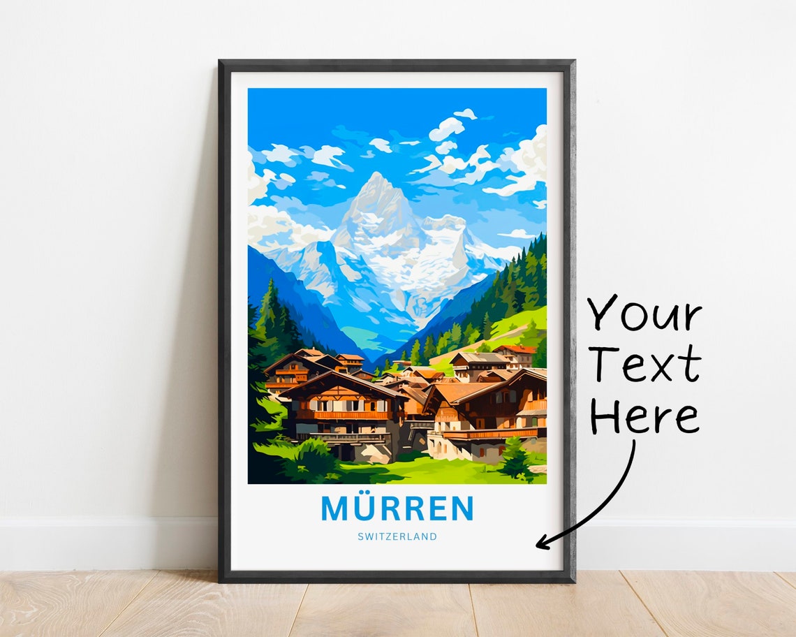 Personalized Murren Switzerland Alpine Village Custom Travel Poster