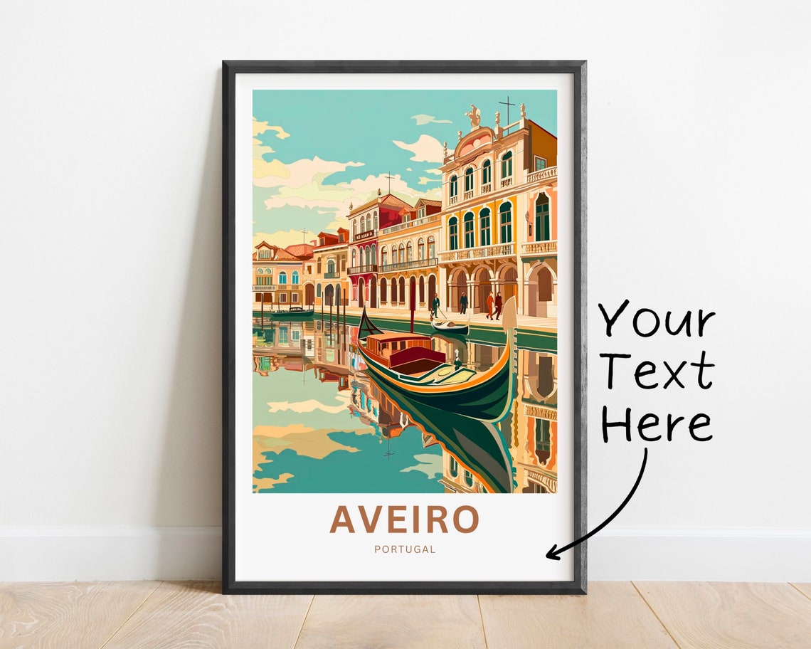 Aveiro Portugal Gondola Reflections Pastel Waterfront Travel Poster