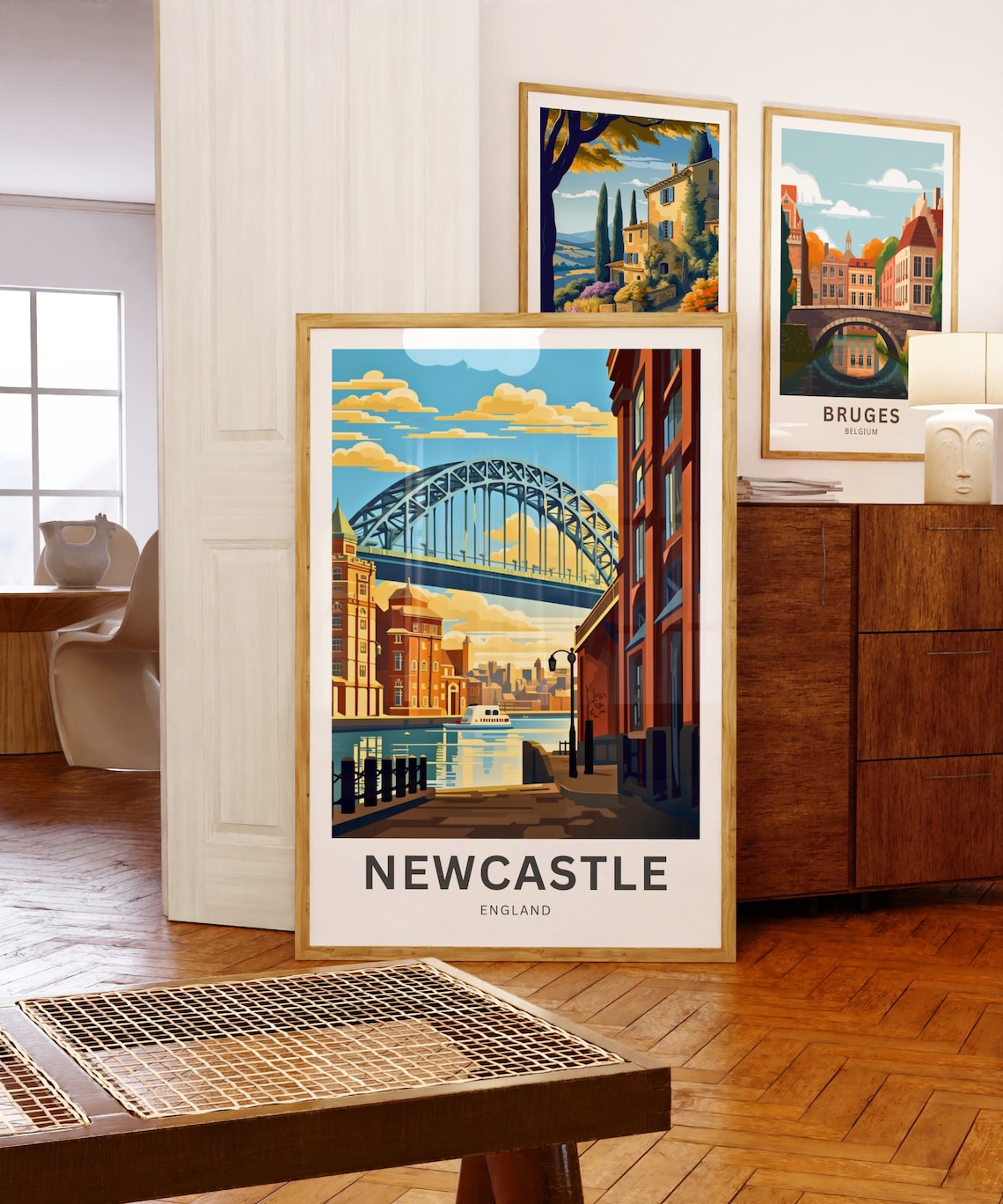 Newcastle England Tyne Bridge Quayside Golden Sunset Travel Poster - Image 5