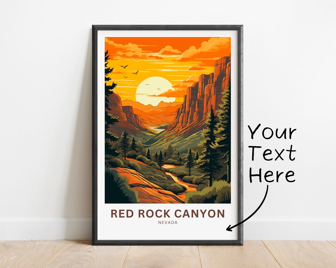 Red Rock Canyon Sunset Red Cliffs Pine Trail Nevada Desert Poster