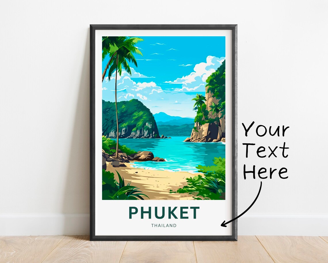 Personalized Phuket Thailand Hidden Cove Custom Text Travel Poster