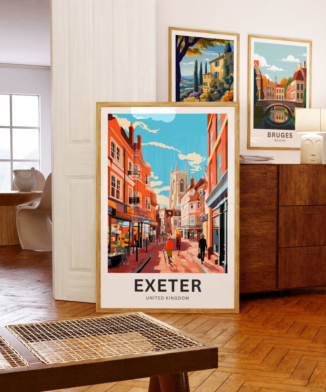 Personalized Exeter England Historic Street Cathedral Travel Poster - Image 5