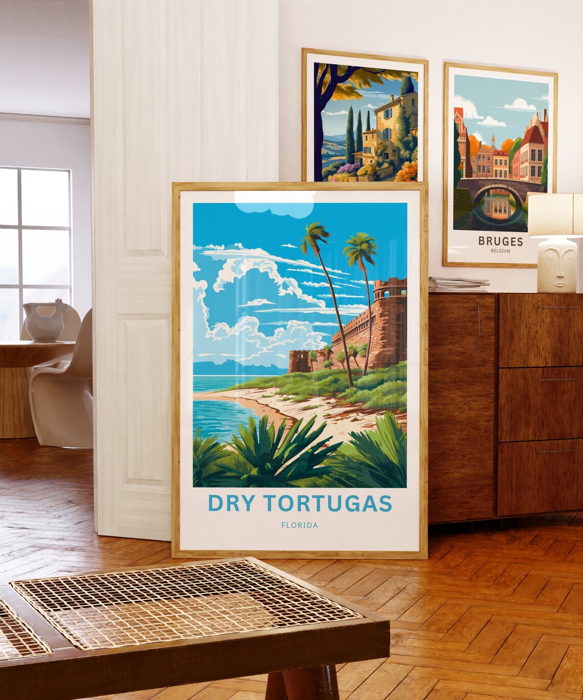 Dry Tortugas Florida Travel Poster Fort Walls Palm Shore Island Art - Image 5