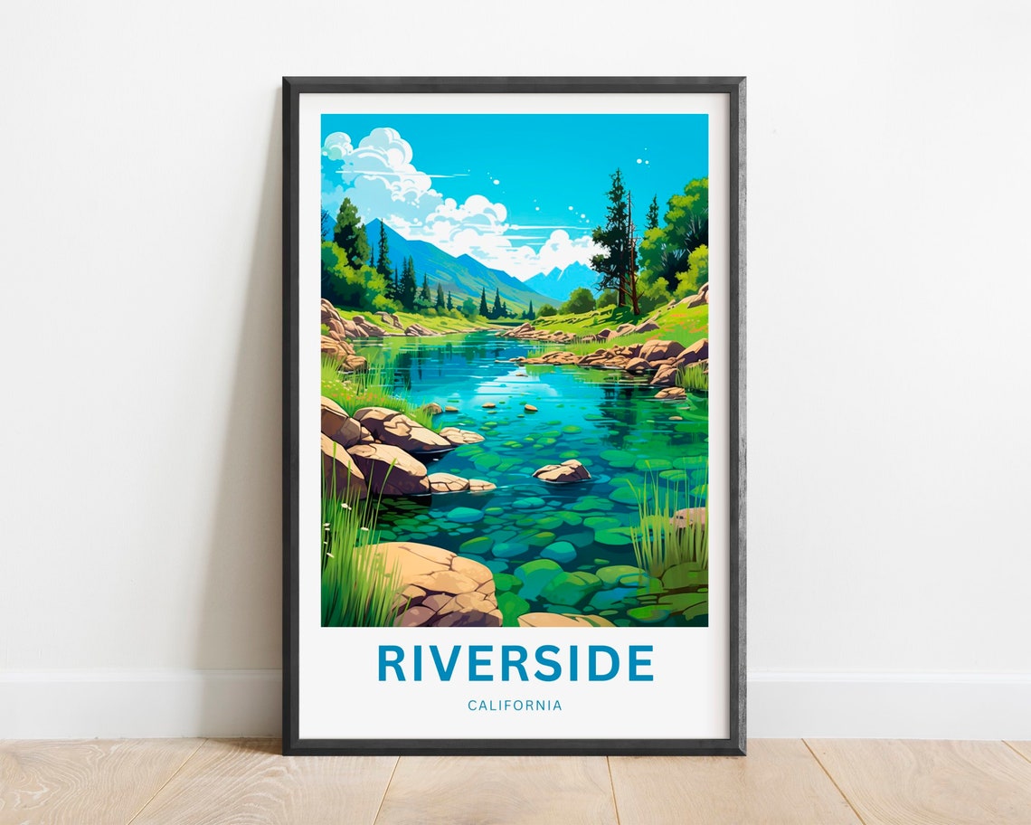 Riverside California Turquoise River Pine Forest Valley Poster