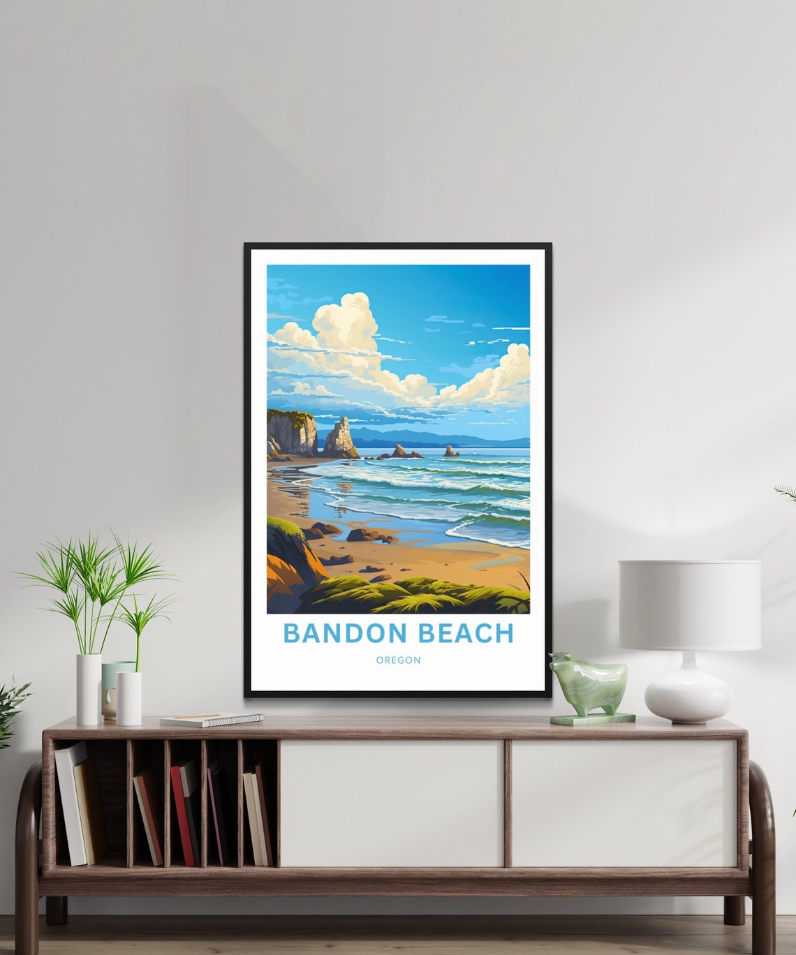 Bandon Beach Oregon Sea Stacks Surf Personalized Coastal Poster - Image 2
