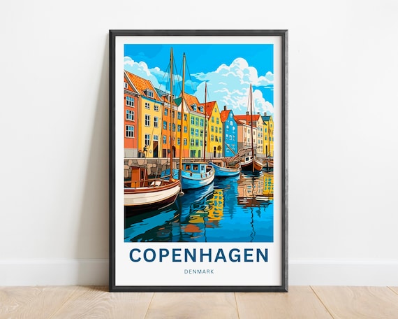 Copenhagen Denmark Travel Nyhavn Colorful Harbor Boats Wall Poster