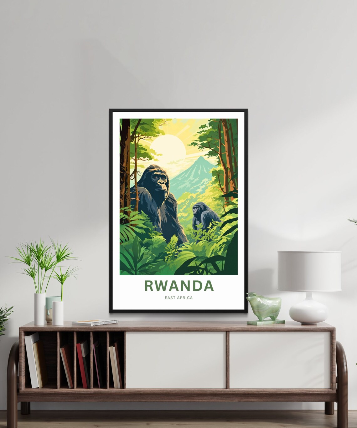 Rwanda East Africa Mountain Gorillas Volcano Misty Jungle Poster - Image 2