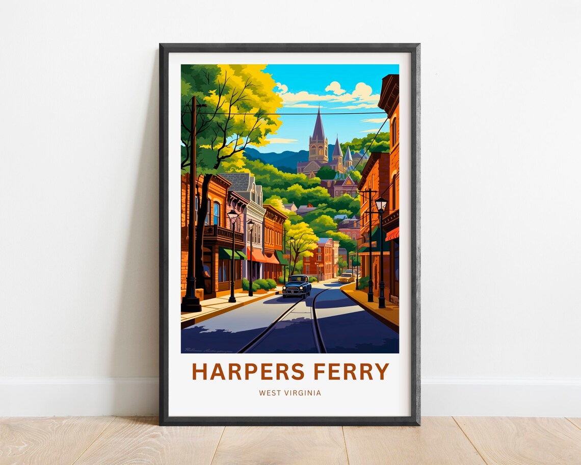 Harpers Ferry West Virginia Historic Main Street Church Travel Poster
