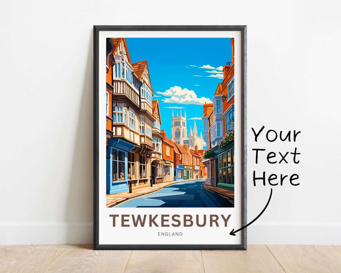 Personalized Tewkesbury England Tudor Street Custom Travel Poster