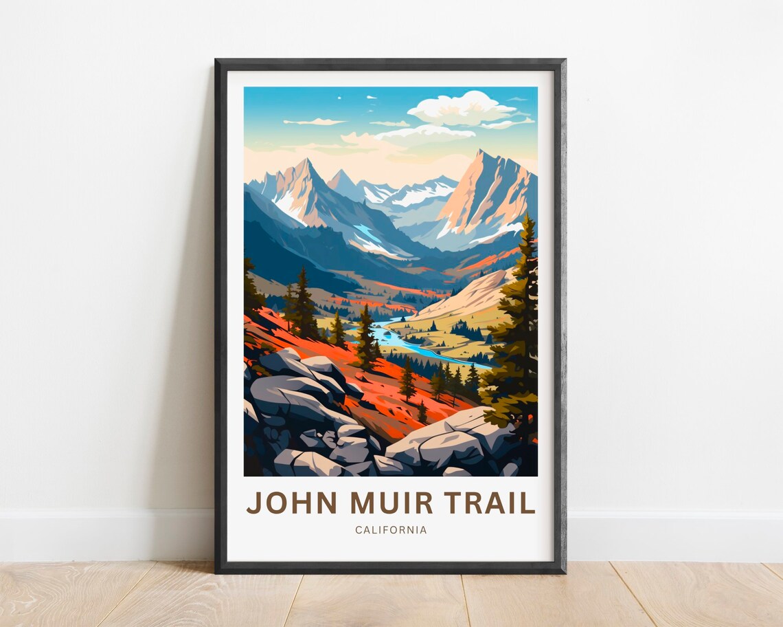John Muir Trail California Rocky Alpine Lake Autumn Valley Travel Poster