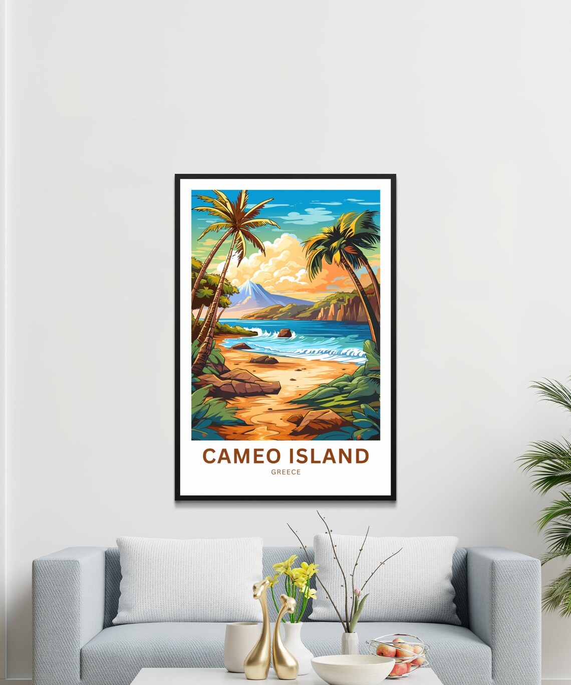 Cameo Island Greece Tropical Volcano Beach Sunset Travel Poster - Image 3