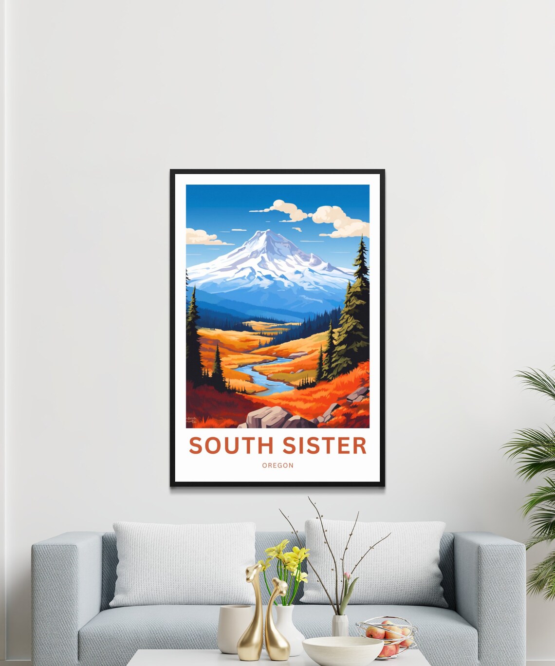 South Sister Oregon Snow Peak Wildflower Meadow Travel Poster - Image 3