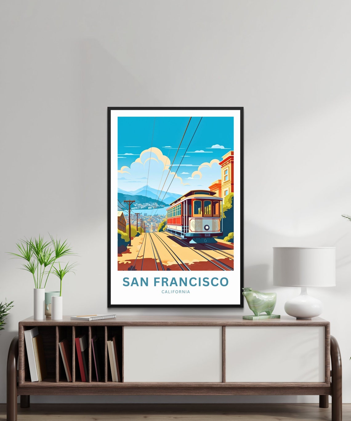 San Francisco California Cable Car Personalized Custom Text Poster - Image 3