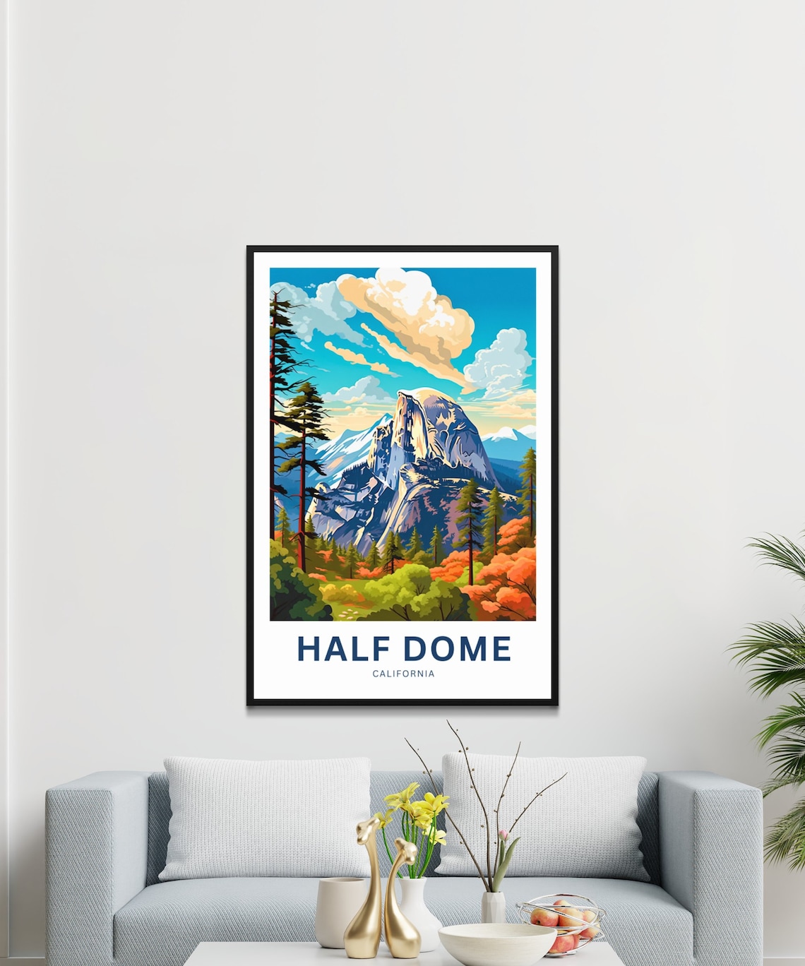 Half Dome California Yosemite Sunset Behind Tall Pines Autumn Poster - Image 3