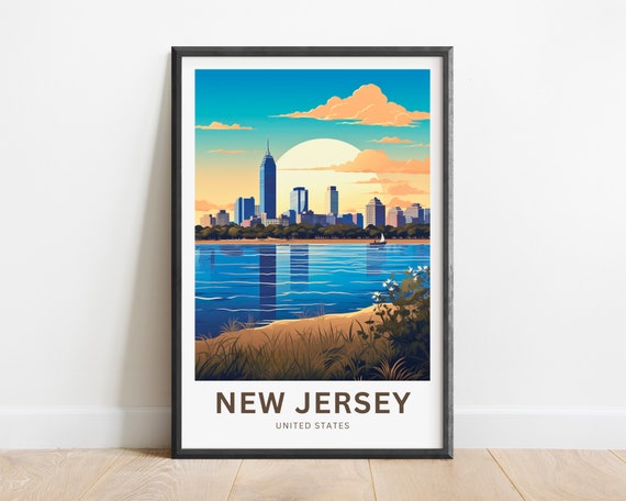 New Jersey Travel Print New Jersey Poster United States Wall Art Framed Present Gift United States Present