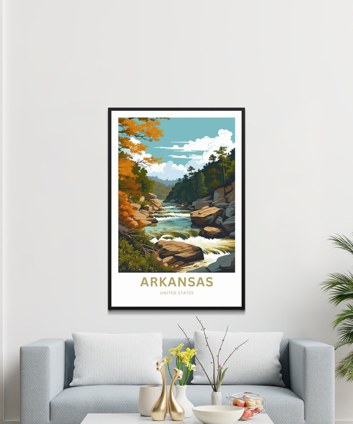 Arkansas United States Autumn River Rapids Forest Scenic Poster - Image 3