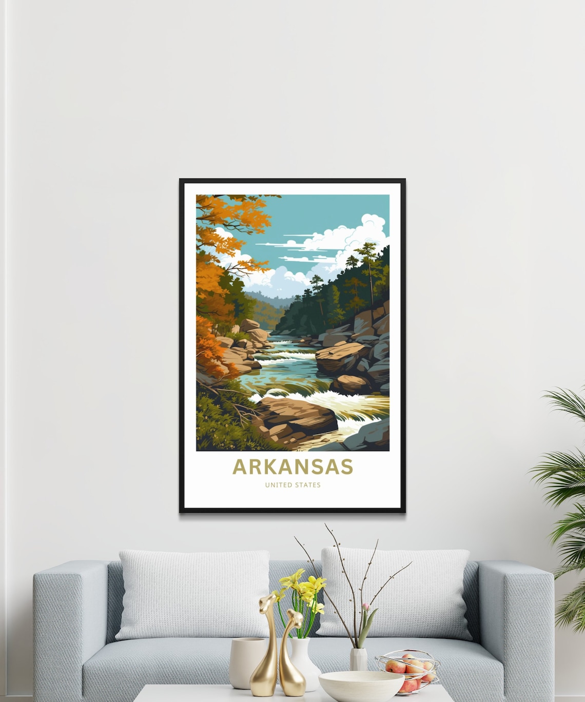 Arkansas United States Rocky River Rapids Forest Gorge Travel Poster - Image 3